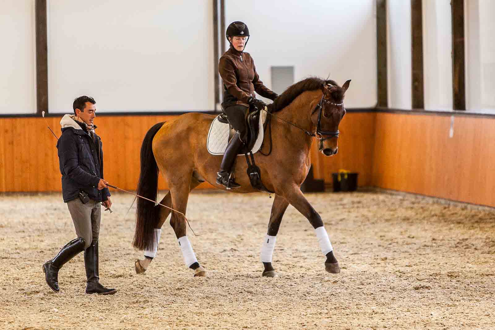 Nick Onoda during clinic working with rider